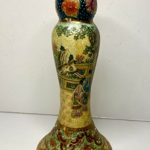 Satsuma Japanese Candle Holders- Lot of 2- Great Condition RARE - Picture 4 of 5